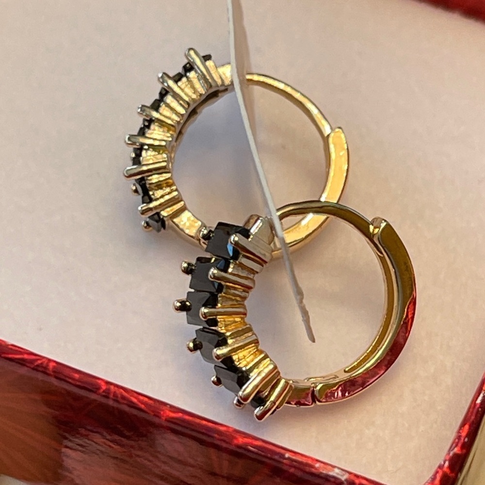 Black 14K Gold Plated Earrings - Picture 5 of 8